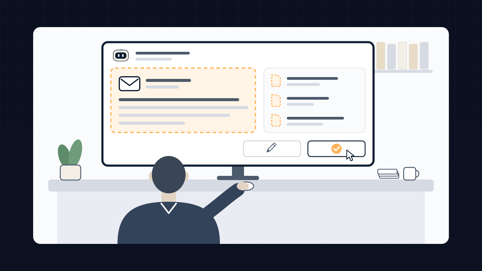 Approval screen for an accounting firm staff member: the reminder drafted by the agent, the list of missing documents and two buttons, approve or edit before sending